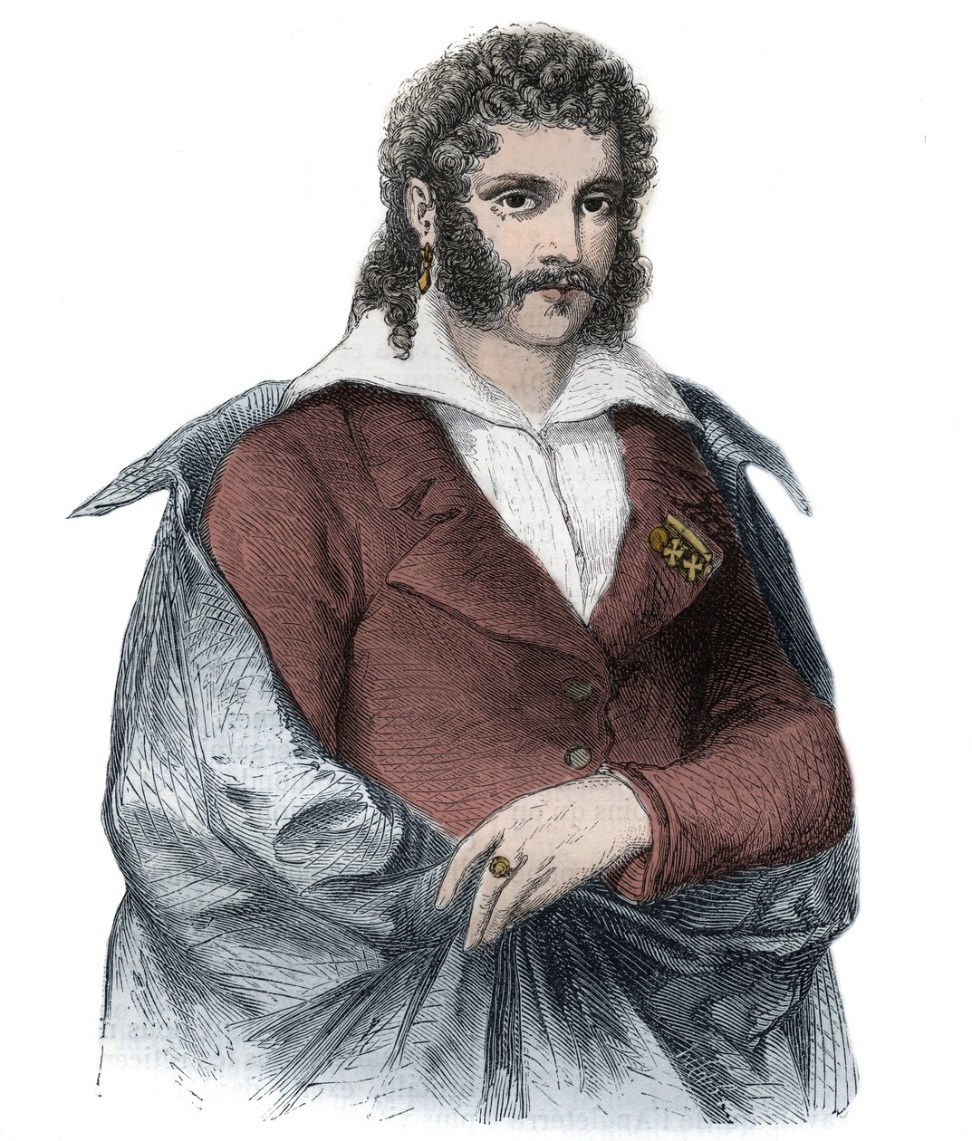 Portret hrabiego BARTOLOMEO BERGAMI Włoska kochanka Caroline, żony króla Jerzego IV z Wielkiej Brytanii - rycina autorstwa Unknown artist