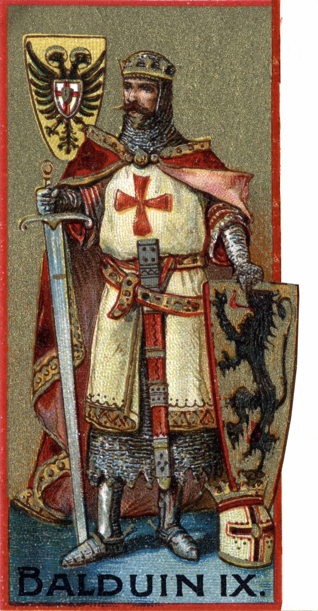 Portret Baldwina IX (Baudouin IX z Flandrii) lub (Baudouin VI z Hainaut) znanego jako Baudouin z Konstantynopola, cesarza Konstantynopola w latach 1204-1205 pod imieniem Baudouin I. Chromo z końca XIX wieku. autorstwa Unknown artist
