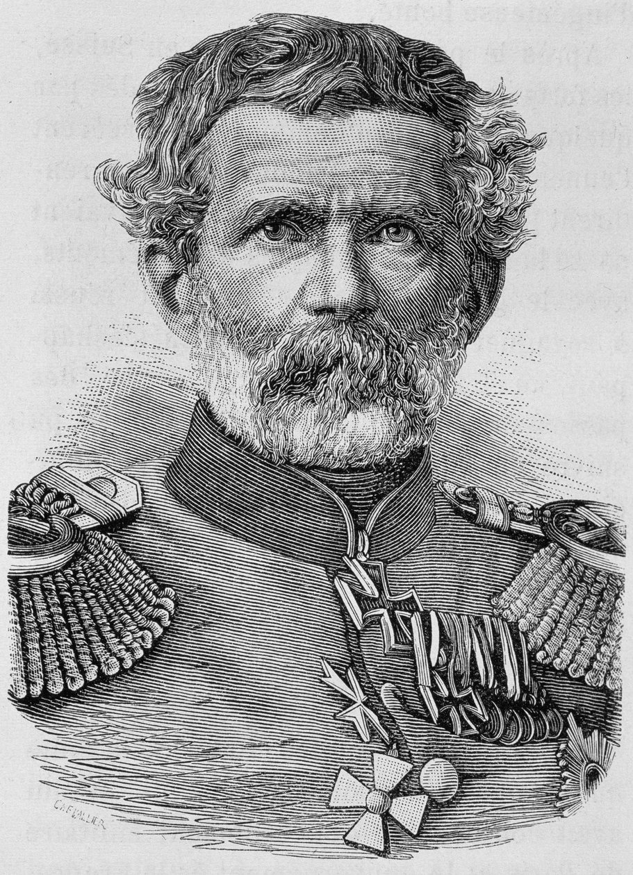 Portret barona von Manteuffla. Rycina z końca XIX wieku w „Histoire de France” H. Martina. autorstwa Unknown artist