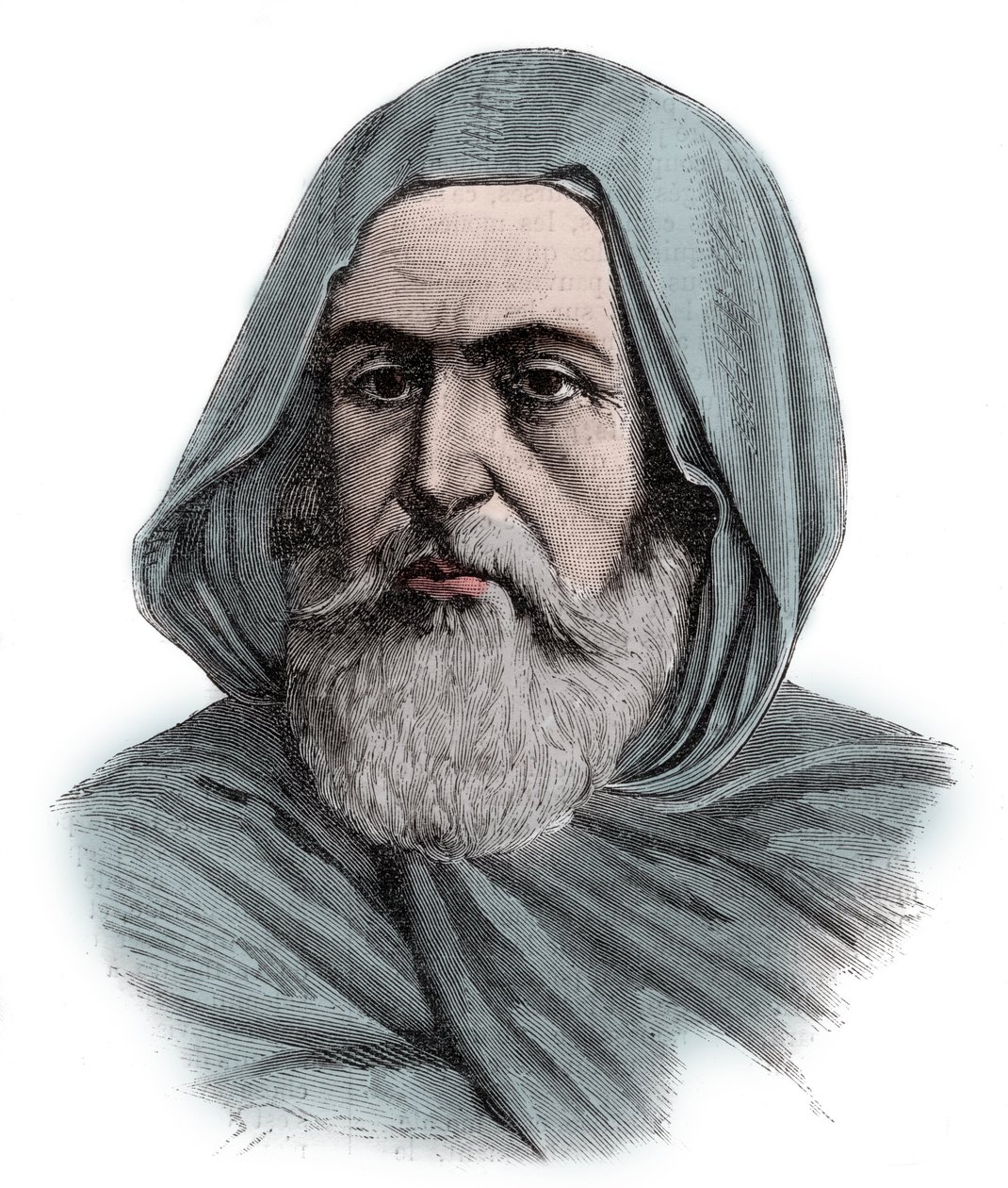 Portret Ben Mahi Ed Din Abd El Kader (Abd El-Kader) (1808 - 1883) ABDELKADER, amir tuszu do rzęs, przywódca wojskowy i religijny - rycina 1883 autorstwa Unknown artist