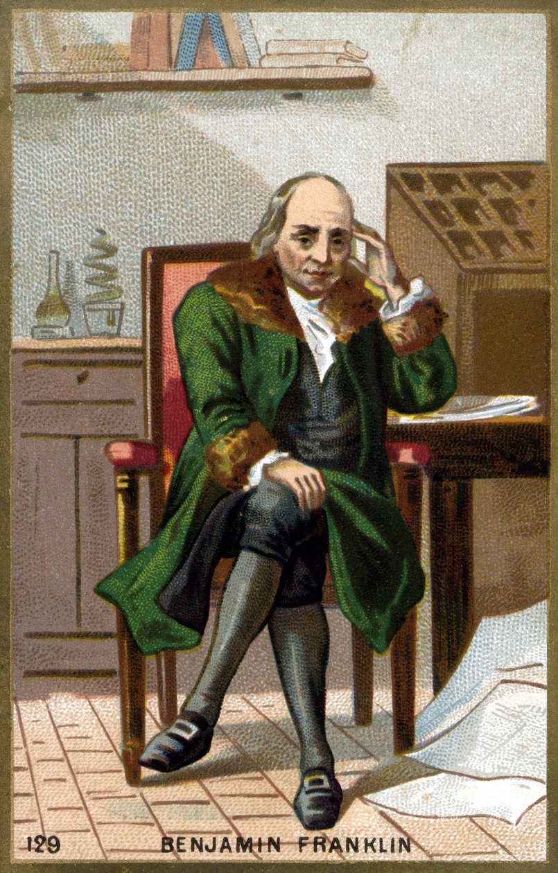 Portret Benjamina Franklina (1706 - 1790). Chromolitografia z końca XIX wieku. autorstwa Unknown artist
