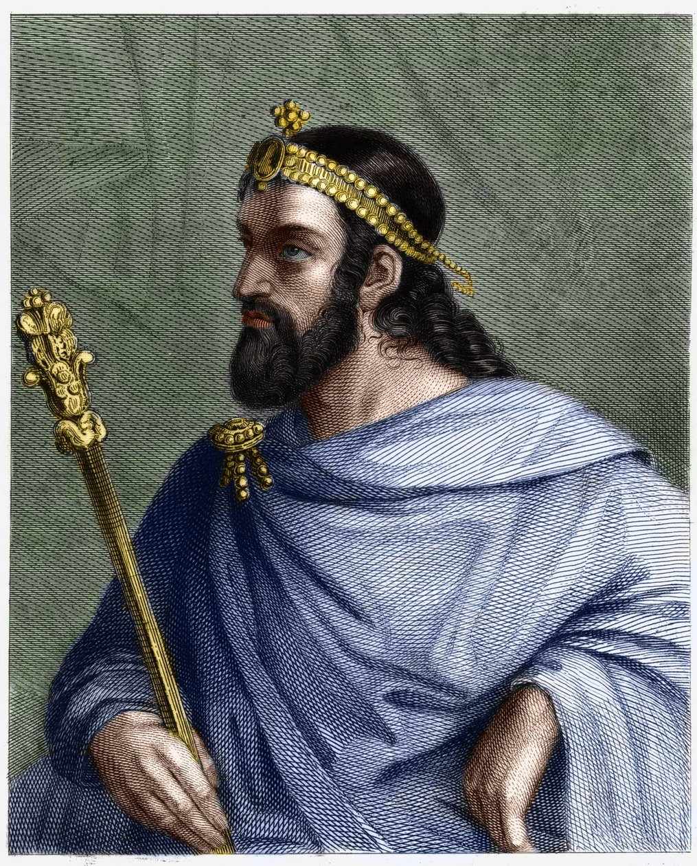 Portret Cariberta (? -?), Króla Paryża (561 - 567) - w „Histoire des Francais” Lavallee, rycina, sd. autorstwa Unknown artist