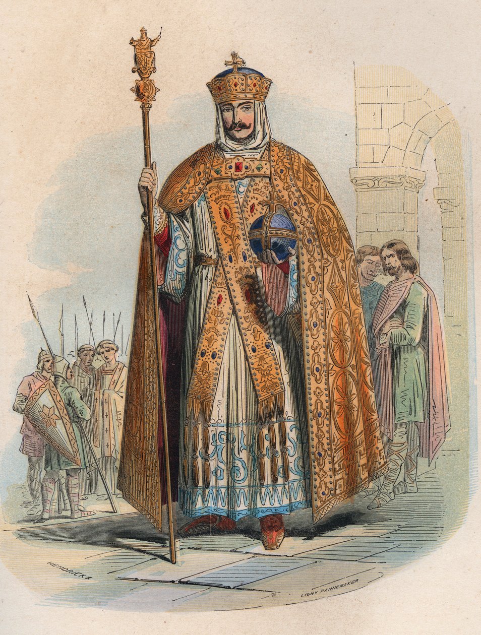 Portret Karola Wielkiego (742-814), króla Francji. Rycina z 1868 r. w „Histoire de Belgique od czasów pierwotnych do końca panowania Leopolda I”” autorstwa Theodore’a Juste (1818-1888). Prywatna kolekcja. autorstwa Unknown artist