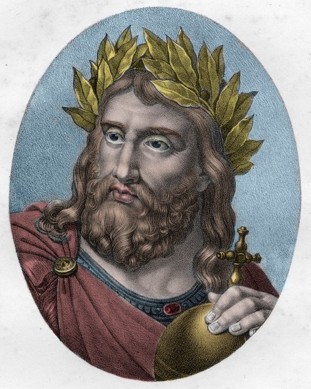 Portret Karola Wielkiego (Karol I zwany Wielkim, Carolus Magnus, 742-814), Król Franków - Karol Wielki, Król Franków - rycina autorstwa Unknown artist