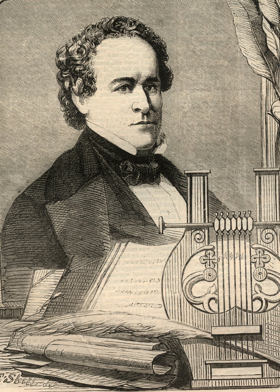 Portret Charlesa Antona (1797-1867), amerykańskiego profesora. Grawerowanie w „Ilustrowanych wiadomościach londyńskich” z 23 stycznia 1858 r. autorstwa Unknown artist