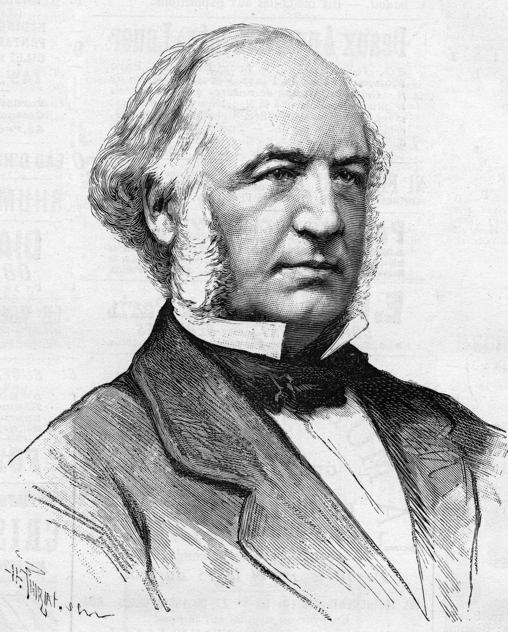 Portret Charlesa Bergerona (1808-1883) francuskiego inżyniera, wielkiego rzemieślnika przemiany dróg paryskich, w „”Le Monde Illustré 1885””. autorstwa Unknown artist
