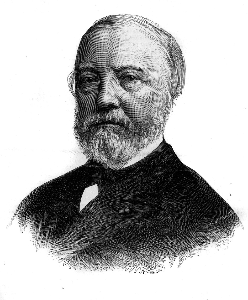 Portret Charlesa Blanca (1813-1882), francuskiego krytyka sztuki i akademika. Grawerowanie paska W „Le Monde Illustré” nr 1294 z dnia 21 stycznia 1882 r. autorstwa Unknown artist