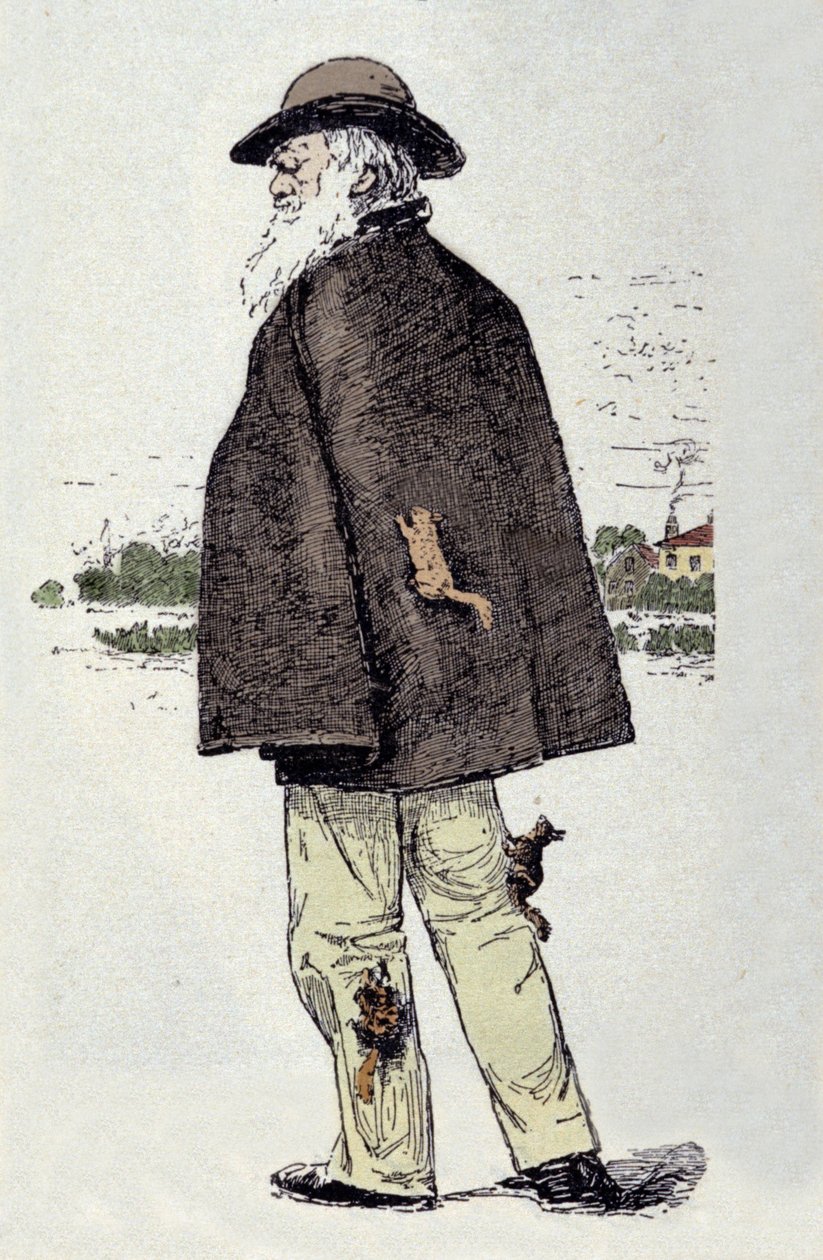 Portret Karola Darwina (1809-1882) bawiącego się z wiewiórkami. autorstwa Unknown artist
