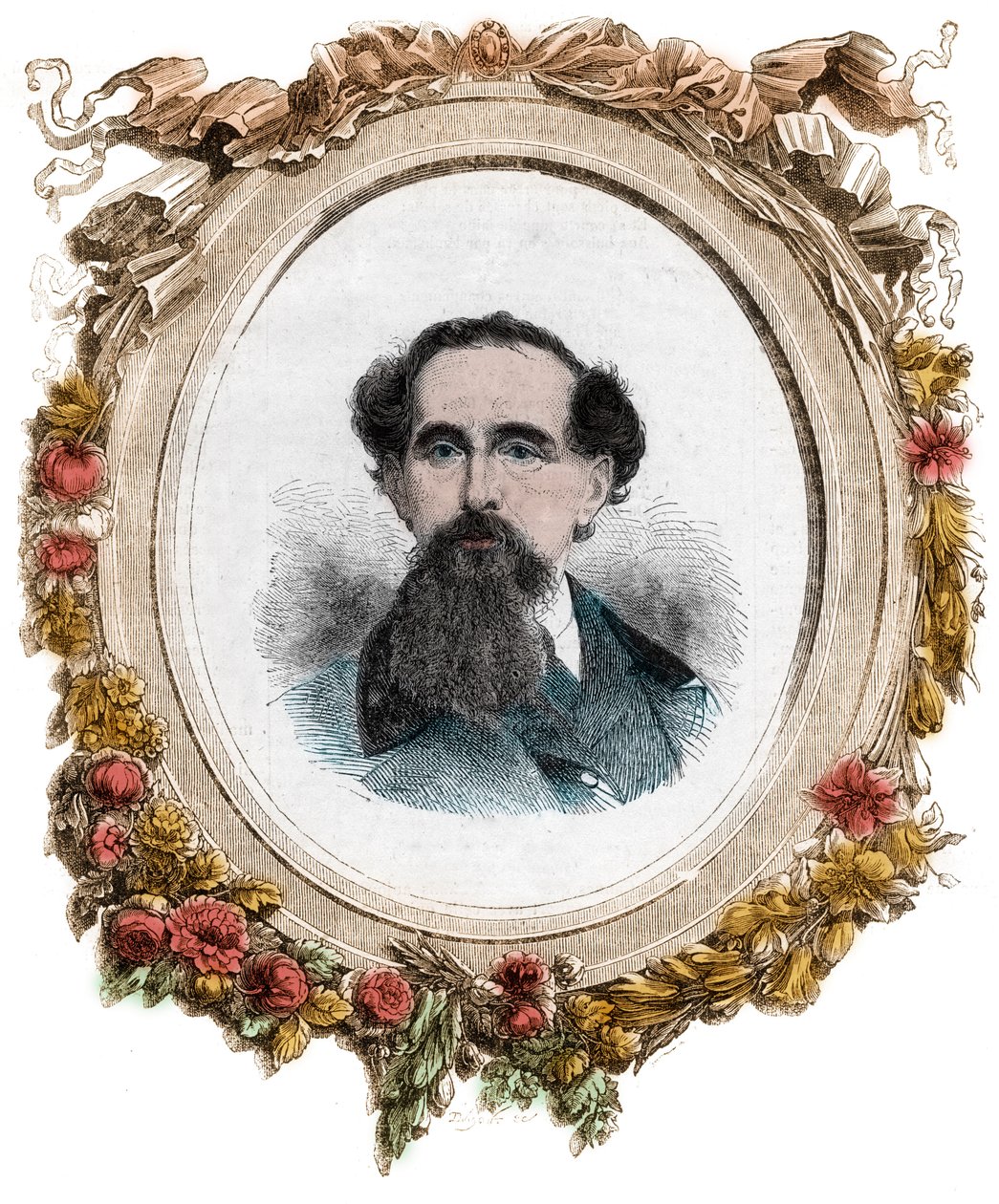 Portret Karola Dickensa (1812-1870) angielskiego powieściopisarza, rycina autorstwa Unknown artist