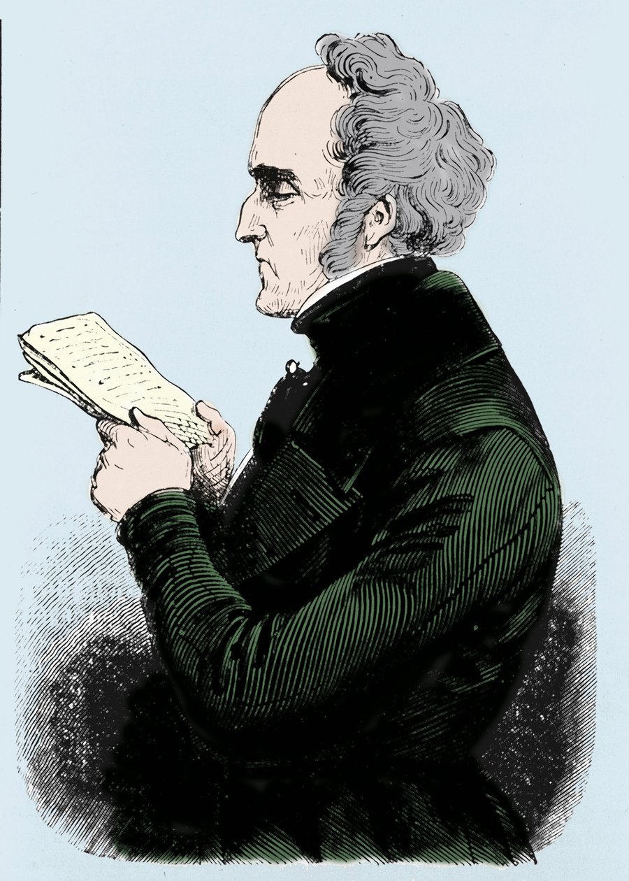 Portret Charlesa Fouriera (1772 - 1837), francuskiego teoretyka socjalizmu. Rycina XIX wieku. autorstwa Unknown artist