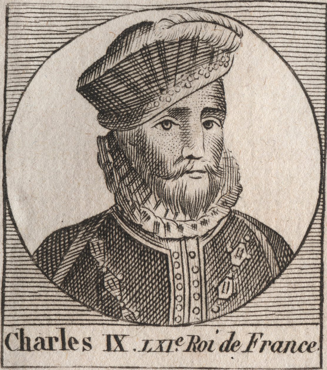 Portret Karola IX (1550-1574), króla Francji - Karola IX króla Francji od 1560 do 1574 - grawerunek z „Instruction sur l