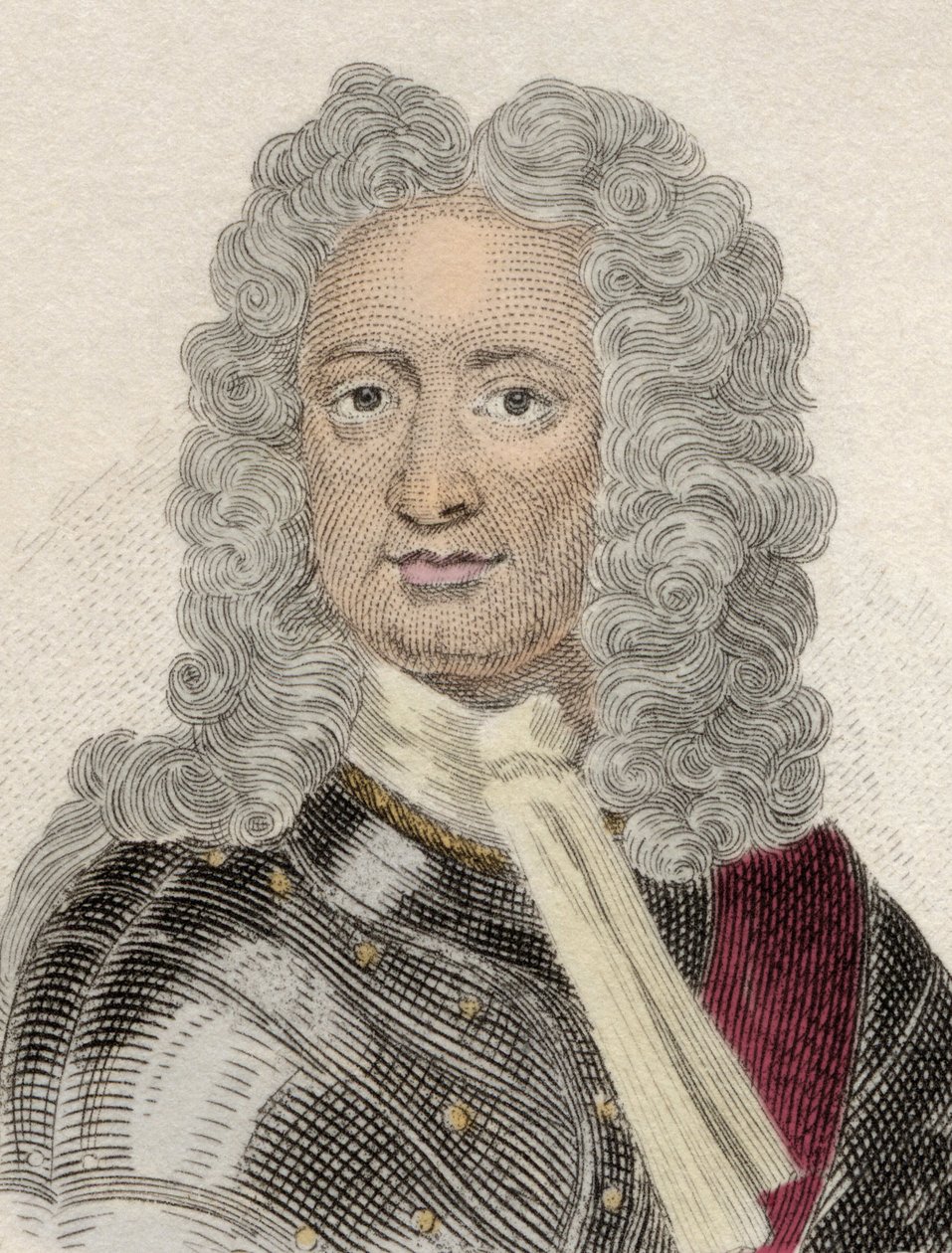 Portret Charlesa Mordaunta (ok. 1658-1735), 3. hrabiego Peterborough i 1. hrabiego Monmouth, angielskiego dyplomaty i wojska. Rycina XIX wieku. autorstwa Unknown artist