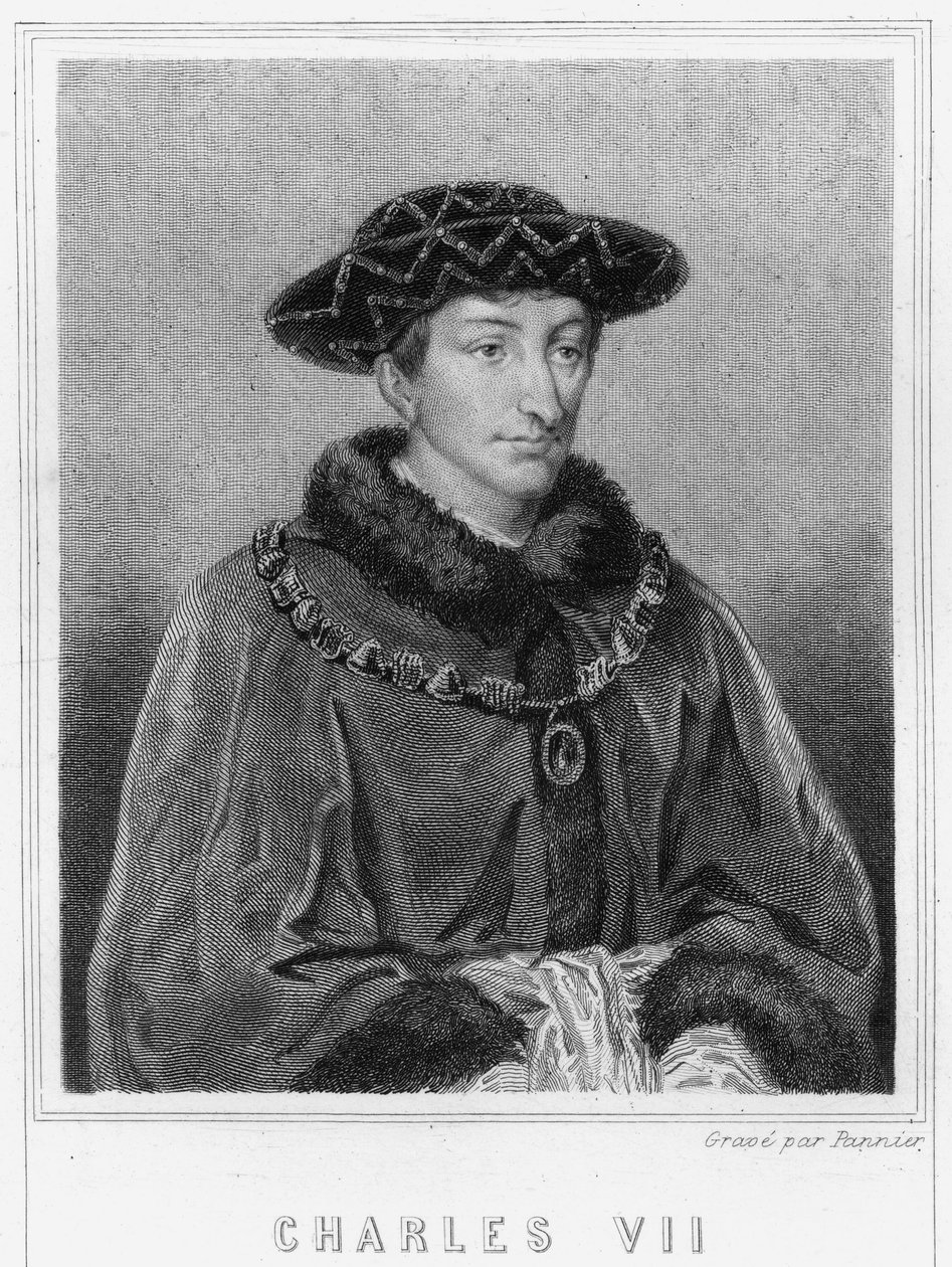Portret Karola VII (1403 - 1461), króla Francji - w „Histoire des Français” Lavallée, rycina, sd. autorstwa Unknown artist