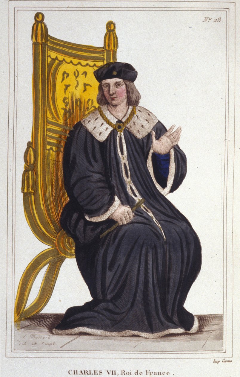 Portret Karola VII (1403 - 1461), grawerowanie króla Francji z 1830 r autorstwa Unknown artist