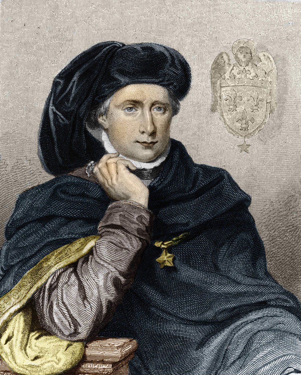 Portret Karola VI Ukochanego lub Fou (1368 - 1422), króla Francji - w Histoire des Français autorstwa Lavallée, rycina, sd. autorstwa Unknown artist