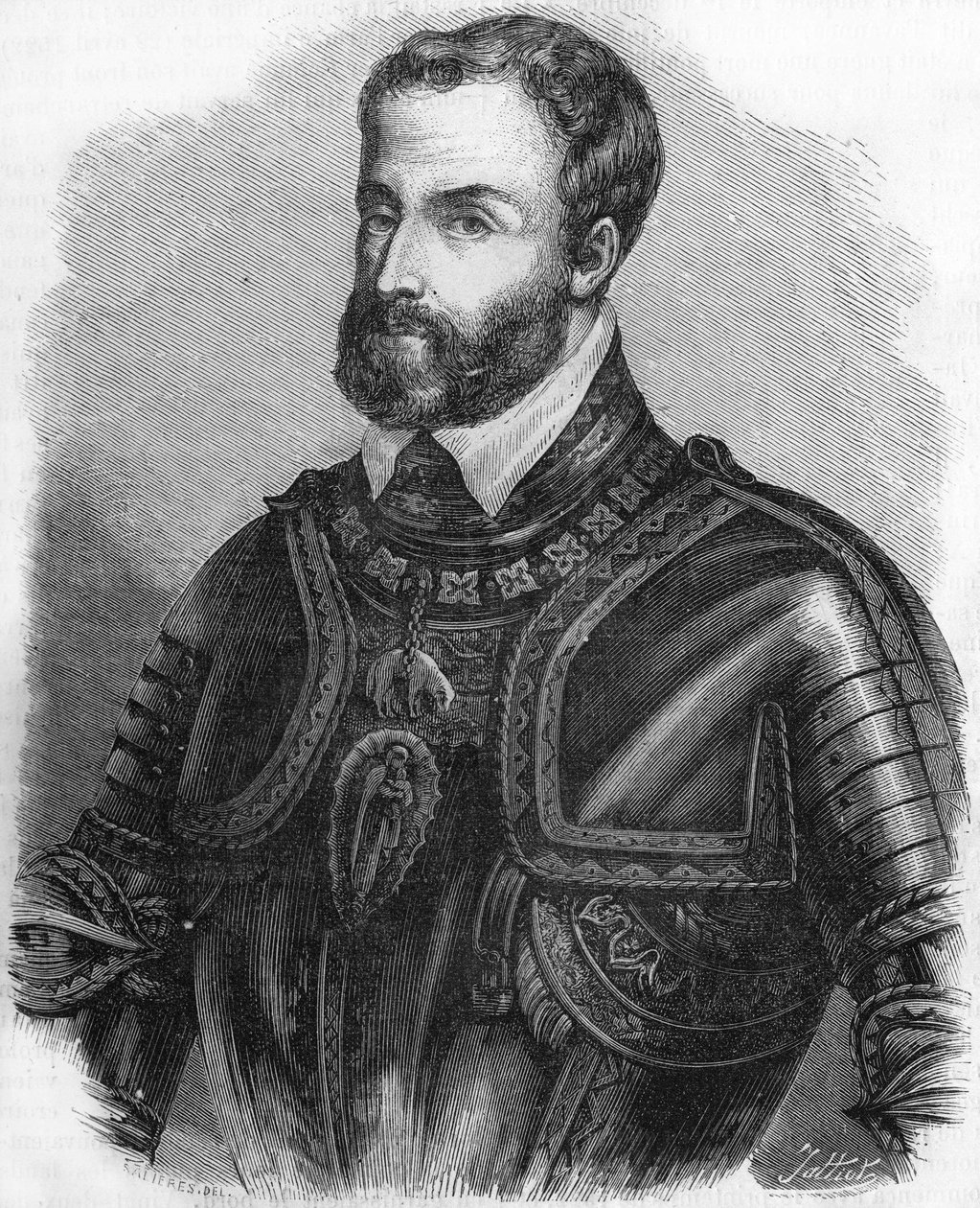 Portret Karola V (1500-1558), cesarza Świętego Cesarstwa Germańskiego od 1519 do 1556. Rycina z XIX wieku. autorstwa Unknown artist