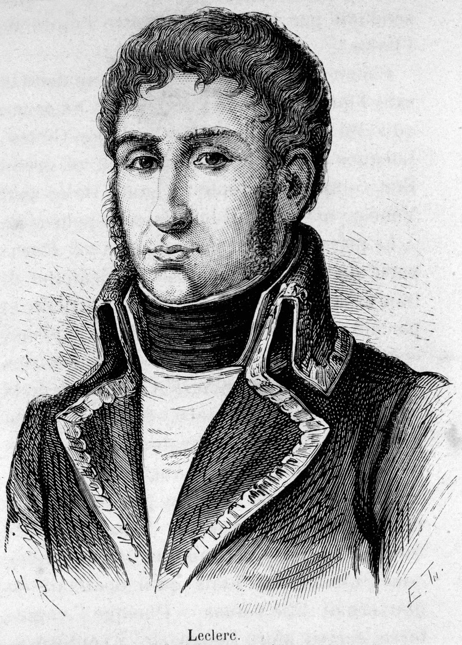 Portret Charlesa Victora Emmanuela Leclerca (1772-1802), francuskiego generała, dołączył do Bonapartego podczas oblężenia Tulonu w 1793 i ePousamarie-Paulette zwany Pauline Bonaparte w 1797. autorstwa Unknown artist