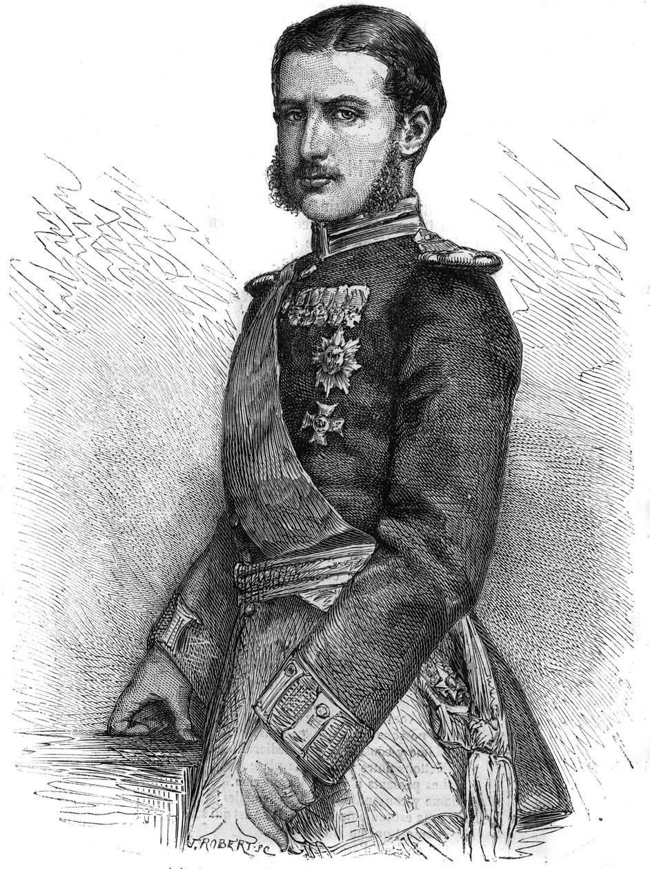 Portret Karola de Hohenzollerna (1839-1914), odzyskującego księcia rumuńskiego, a następnie króla Karola I (Karolę I) – Grawerowanie w „”The Illustrous Journal”” autorstwa Unknown artist