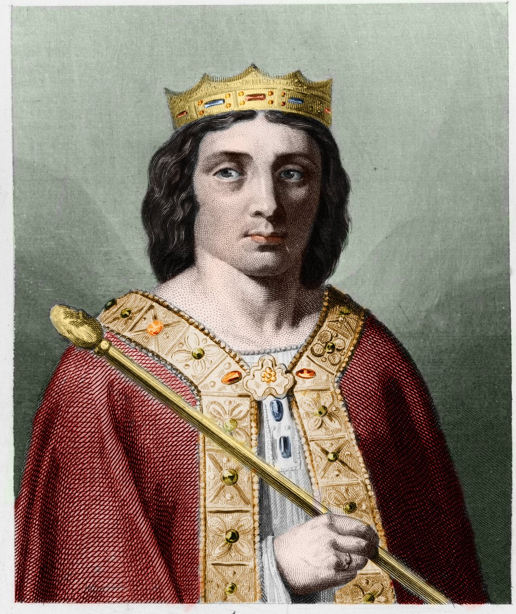 Portret Childeryka II (v. 653 - 675), króla Austrazji - w „Histoire des Francais” Lavallee, rycina, sd. autorstwa Unknown artist