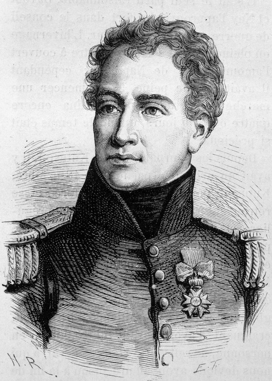 Portret Claude Francois de Malet (1754 - 1812). (Claude-Francois Malet) Rycina z końca XIX wieku w „Histoire de France” H. Martina. autorstwa Unknown artist