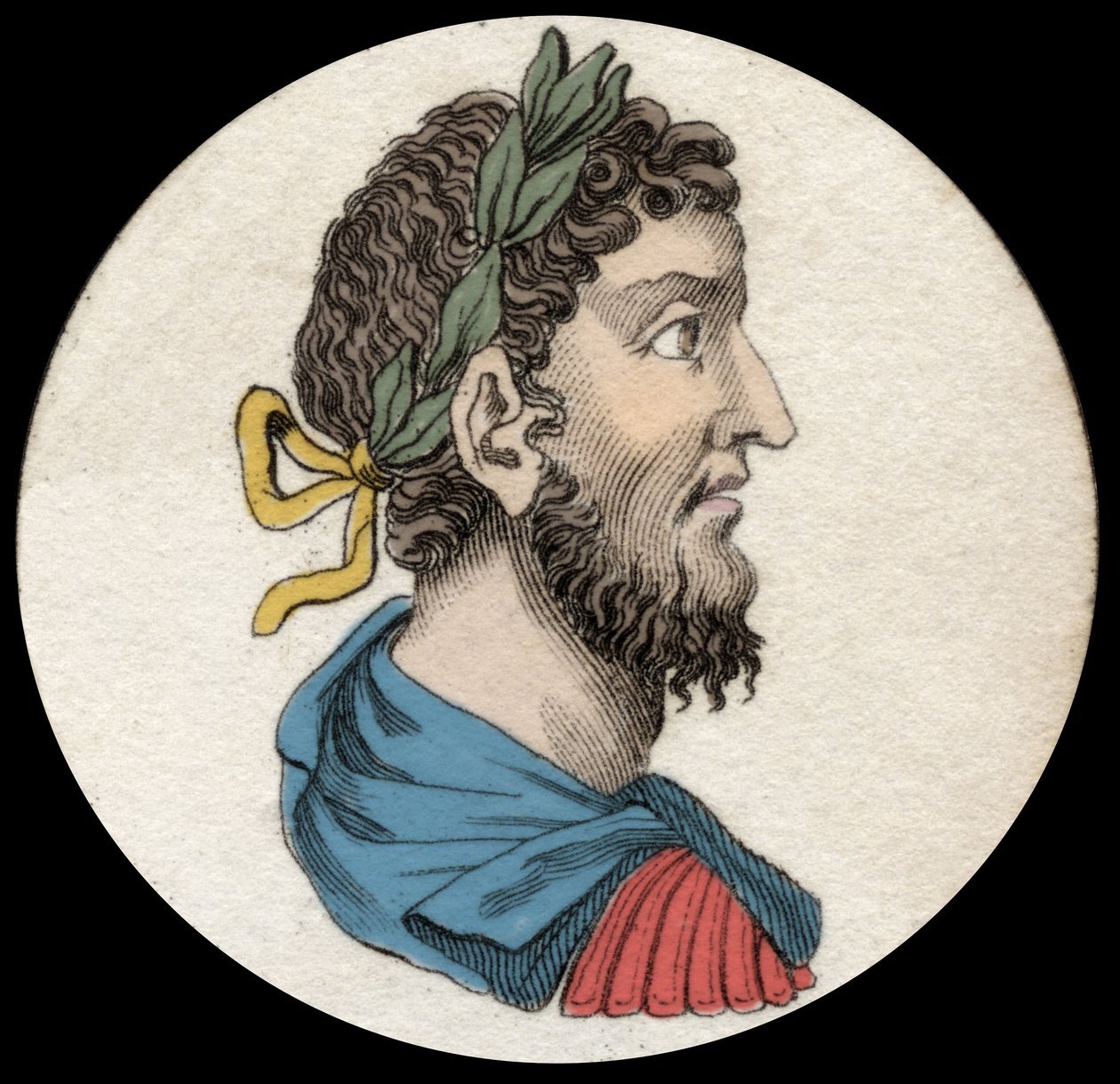 Portret Kommodusa (161-192), cesarza rzymskiego. Grawerowanie z XIX wieku autorstwa Unknown artist