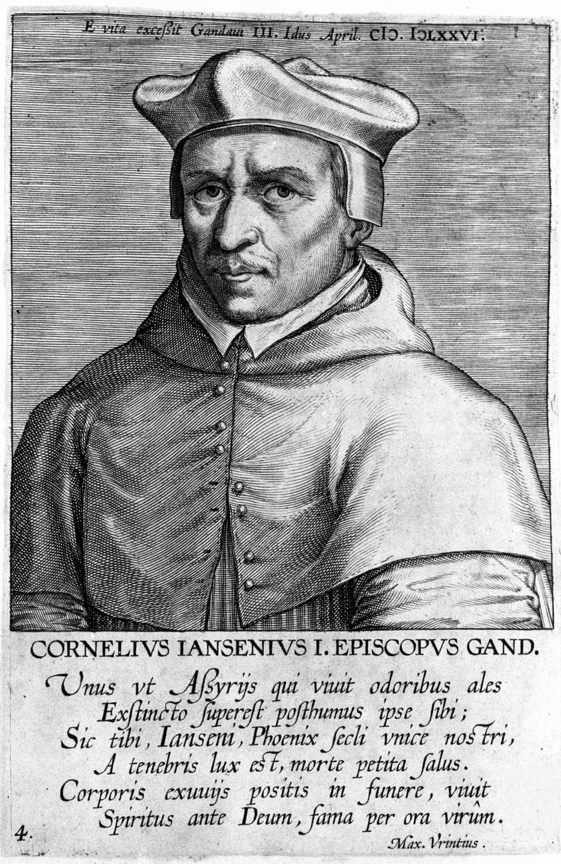 Portret Corneliusa Jansena, dit Jansenius (1585-1638), założyciela jansenizmu. Rycina z XVII wieku. autorstwa Unknown artist