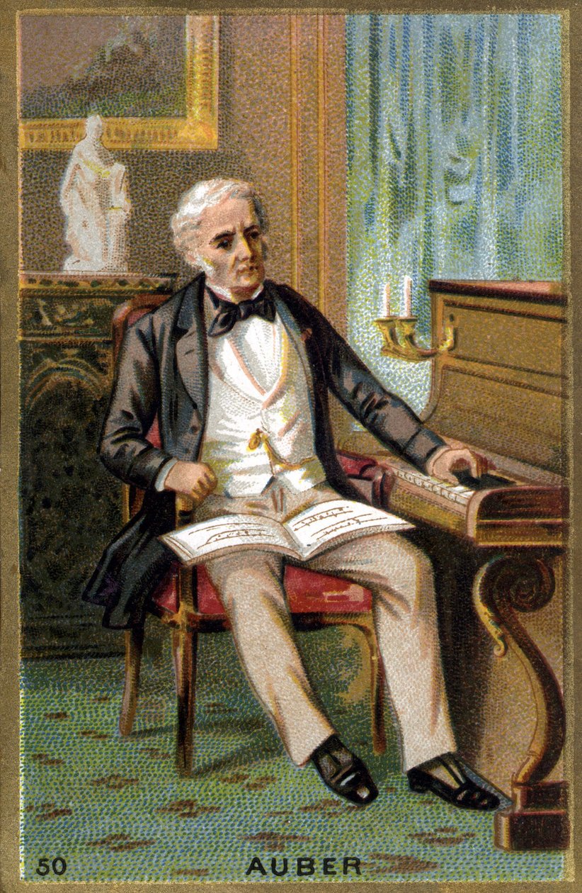 Portret Daniela François Esprit Aubera (1782-1871), francuskiego kompozytora. Chromolitografia XIX wieku. autorstwa Unknown artist