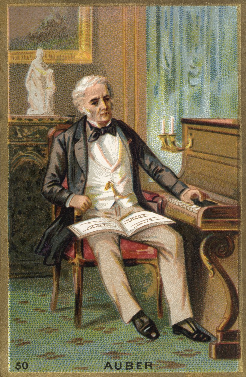 Portret Daniela François Esprit Aubera (1782-1871), francuskiego kompozytora. Chromolitografia XIX wiek. autorstwa Unknown artist