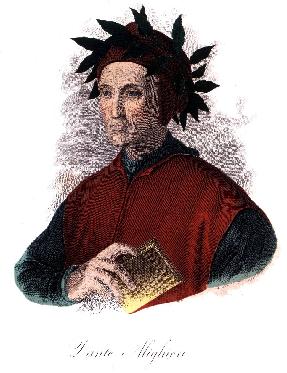 Portret Dantego (1265-1321), włoskiego poety, rycina XIX wiek. autorstwa Unknown artist