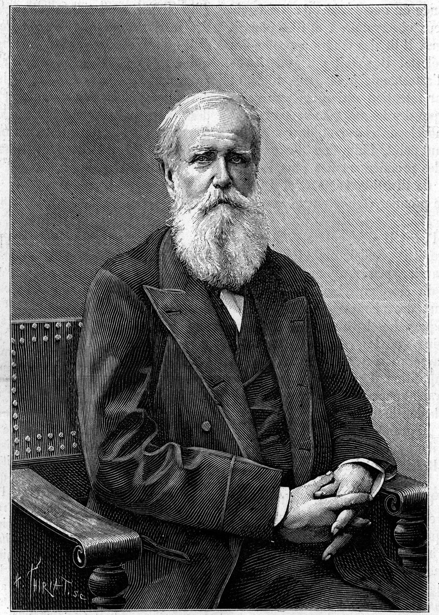 Portret Dom Pedro II z Alcantary (Piotr II) (1825-1891), cesarz Brazylii. (Ze zdjęcia Nadara). Grawerowanie w „”Nature: przegląd nauk i ich zastosowań w sztuce i przemyśle”” z dnia 12 grudnia 1891 r. autorstwa Unknown artist