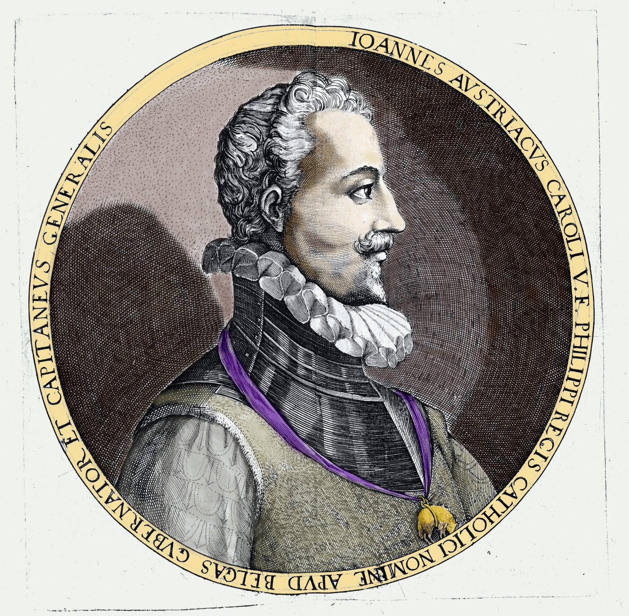 Portret Don Juana z Austrii (1547-1578), nieślubnego syna Karola V (1500-1558). Rytownictwo autorstwa Unknown artist