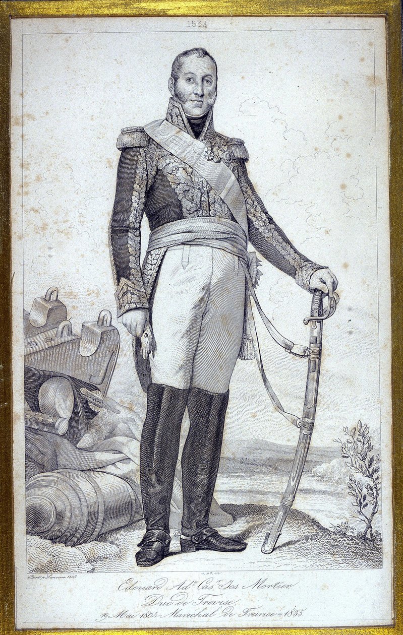Portret Edouarda Adolphe Casimira Josepha Mortiera, księcia Trevise (1768-1835), Marechala Francji. Rycina XIX wieku. autorstwa Unknown artist