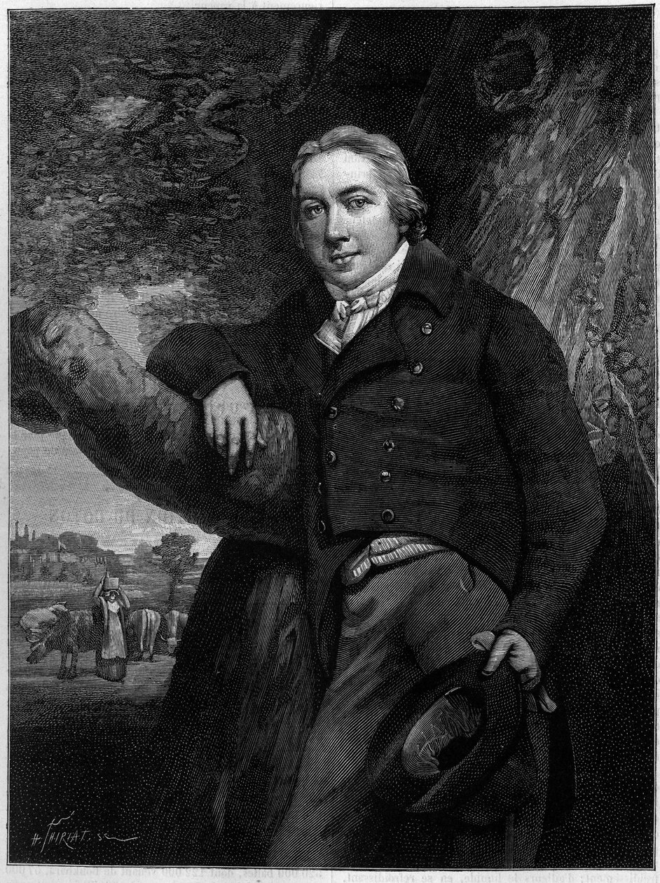 Portret Edwarda Jennera (1749-1823), angielskiego lekarza i przyrodnika, wynalazcy szczepionki przeciw ospie. Z ryciny z epoki. Grawerowanie w „”La Nature: revue des sciences et de leurs applications aux arts et a l