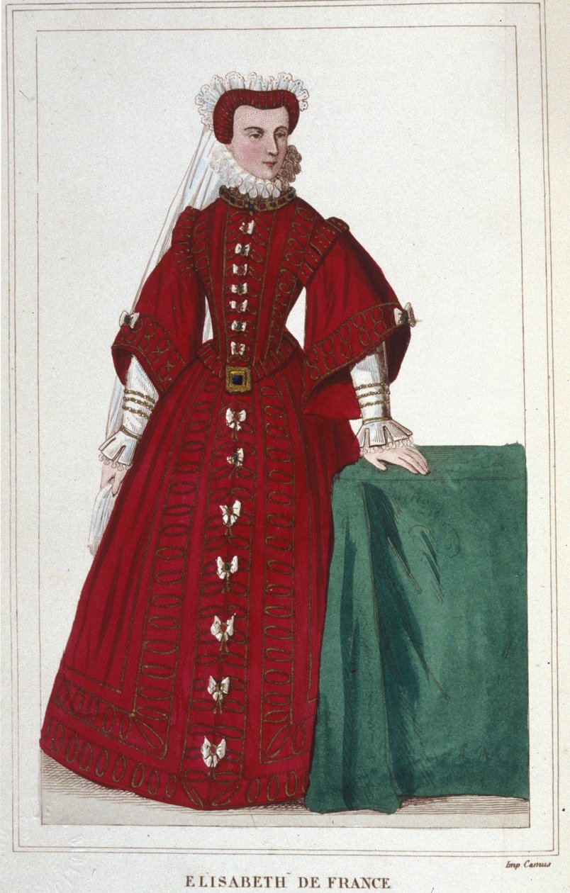 Portret Elżbiety Francuskiej 1545 - 1568 Córka Henryka II i Katarzyny Medycejskiej (Caterina de Medici) grawerowanie z 1830 r. autorstwa Unknown artist