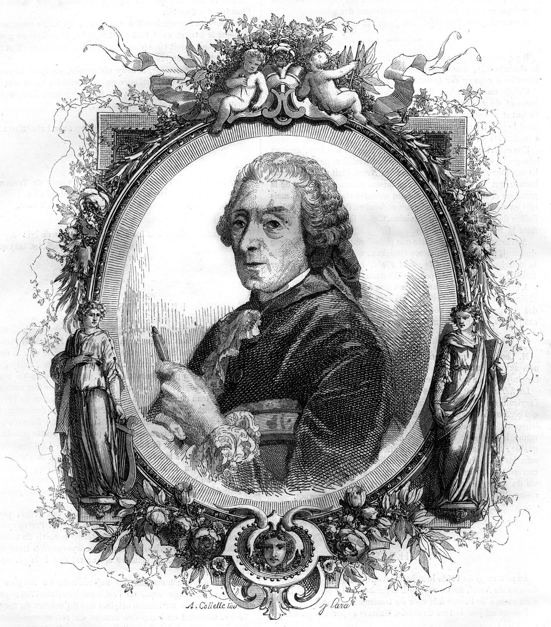 Portret angielskiego malarza Francois Bouchera (1703-1770) grawerowanie 1858 autorstwa Unknown artist