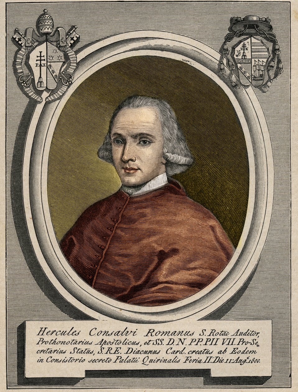Portret Ercole (Herkulesa) Consalvi (1757-1824), kardynała sekretarza stanu Piusa VII. Rycina XIX wieku. autorstwa Unknown artist