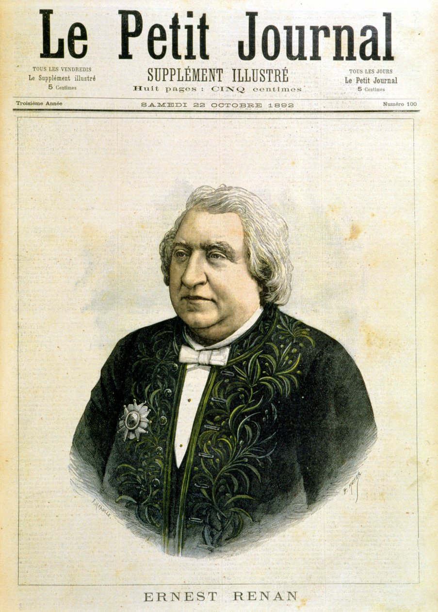 Portret Ernesta Renana w stroju akademika - w „Le Petity Journal” z 22.10.1892 autorstwa Unknown artist