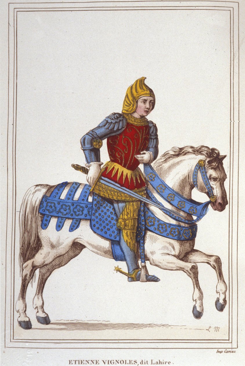Portret Etienne de Vignoles lub Vignolles dit La Hire (Lahire). Warman francuski 1390-1443.rycina z 1830 autorstwa Unknown artist