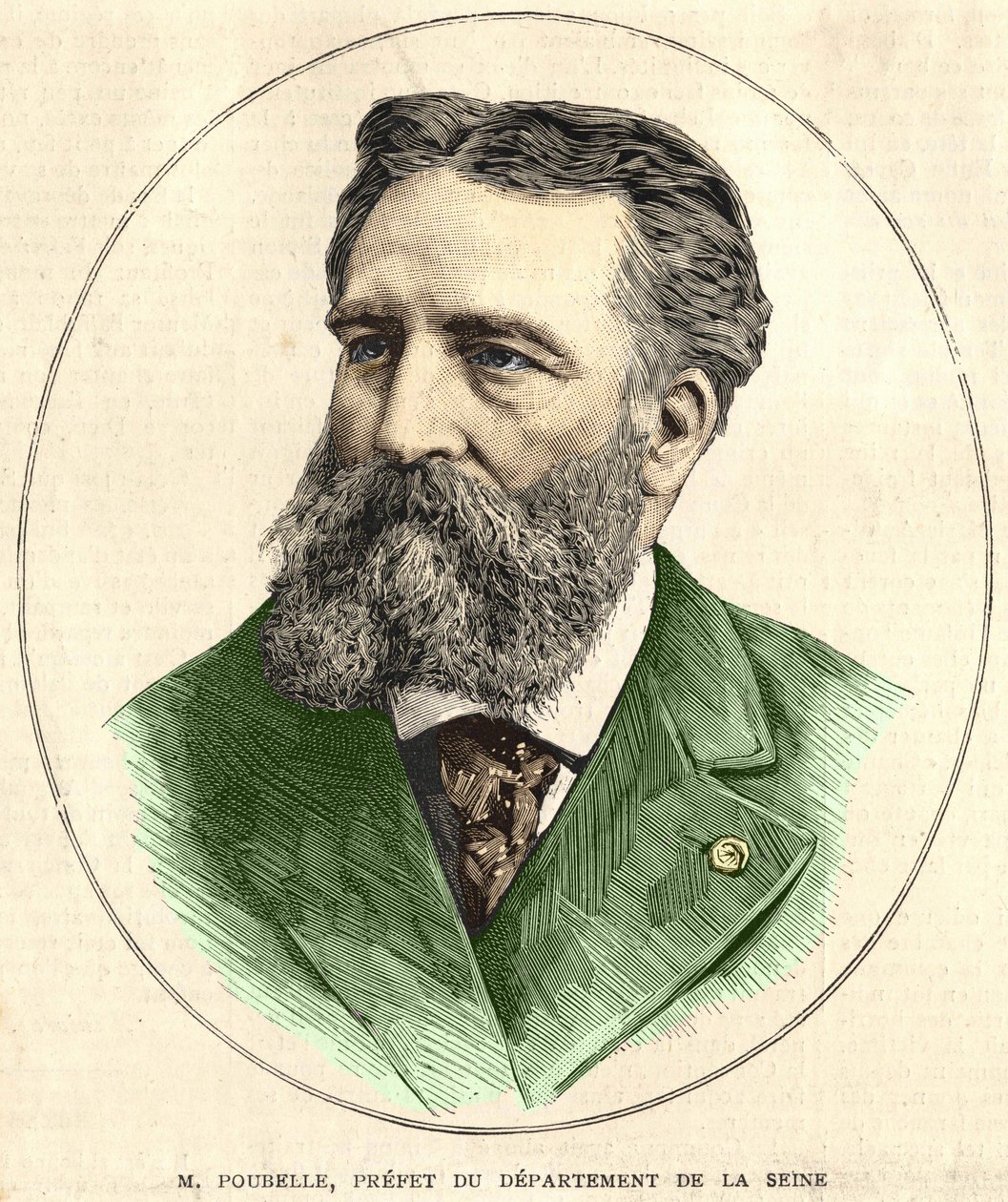 Portret Eugene Rene Poubelle (1831 - 1907), francuskiego urzędnika państwowego i prefekta Sekwany. Dz. Bianchetti. autorstwa Unknown artist