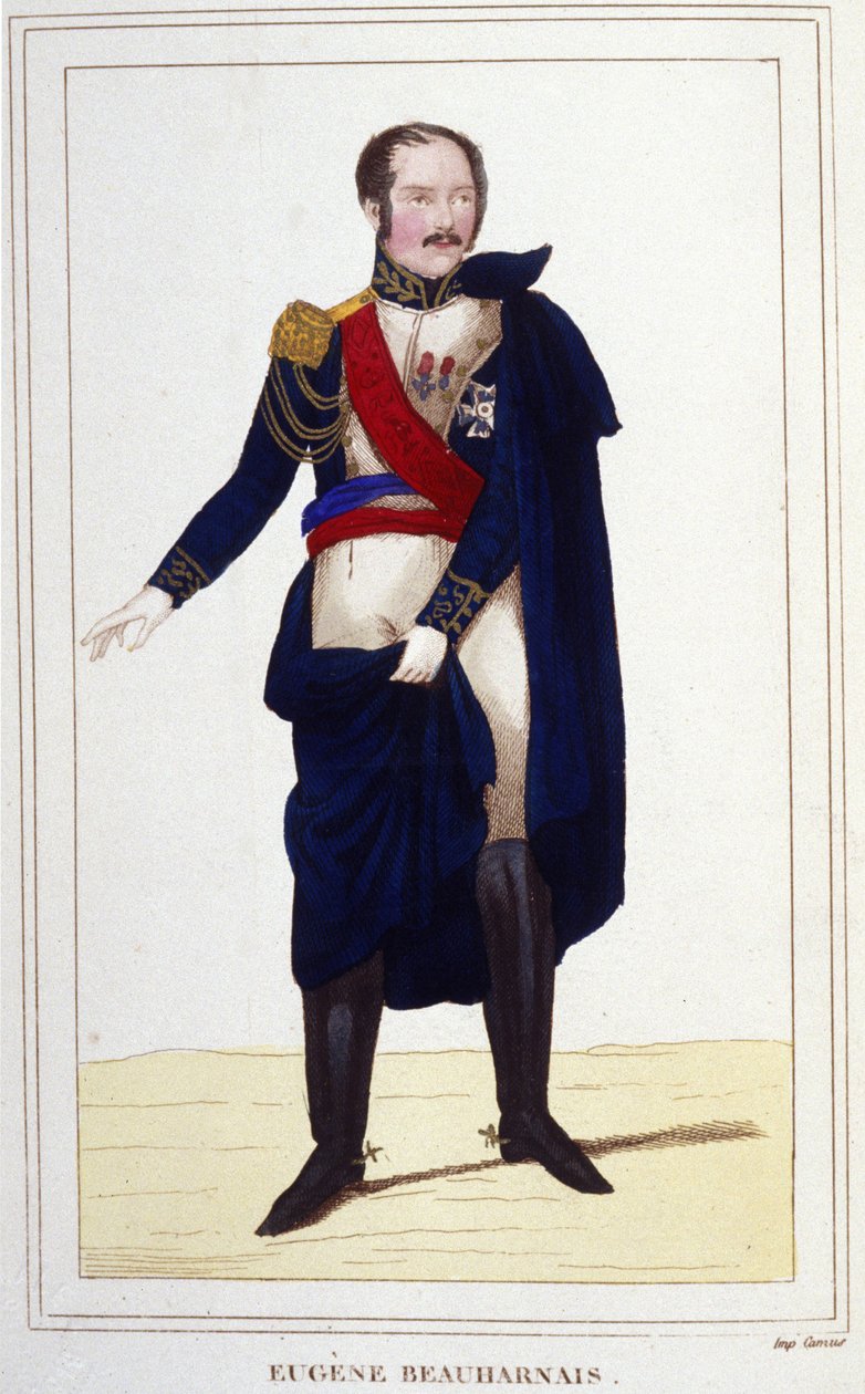 Portret Eugeniusza Rose de Beauharnais powiedział książę Eugeniusz (1781-1824), generał, książę i wicekról Włoch. Rycina z 1830 r. autorstwa Unknown artist