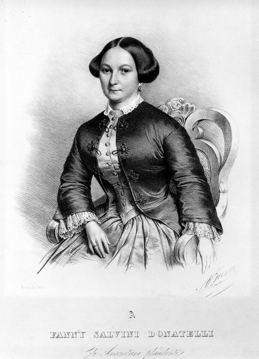 Portret Fanny Salvini Donatelli, piosenkarki, która w 1853 r. wykonała pierwszą Violettę w „Traviacie” Giuseppe Verdiego. autorstwa Unknown artist