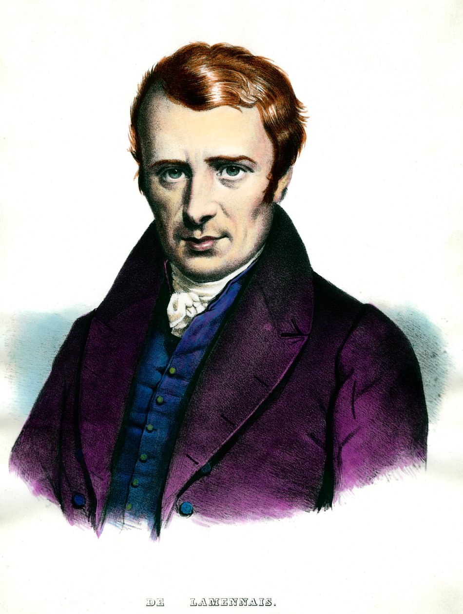Portret Felicite Robert de Lamennais (1782-1854) Francuski pisarz. Rycina XIX-wiecznej kolekcji prywatnej autorstwa Unknown artist