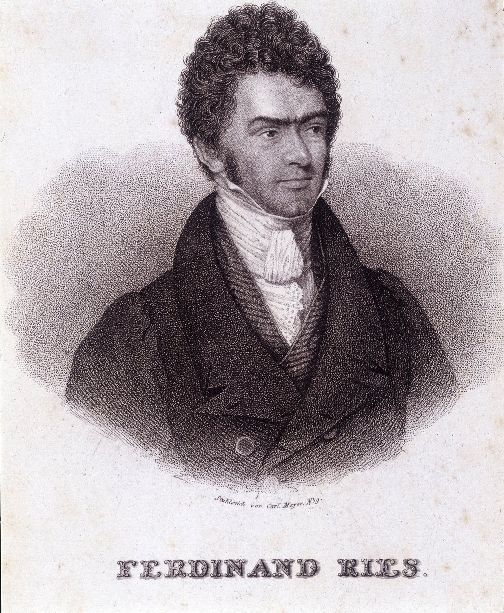 Portret Ferdynanda Riesa (1784 - 1838) Niemiecki kompozytor i pianista. Rycina XIX wieku. autorstwa Unknown artist