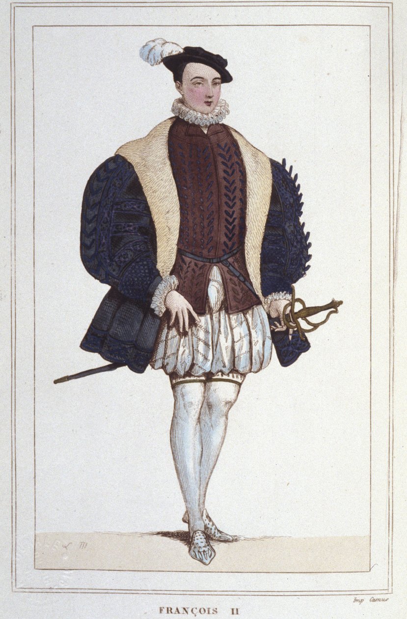 Portret Francois II (1544 - 1560), grawerowanie króla Francji z 1830 r autorstwa Unknown artist