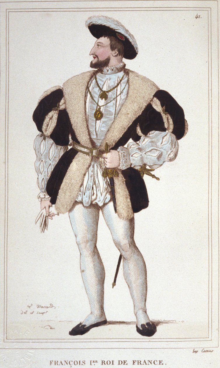 Portret Franciszka I (1494 - 1547) Rycina z 1830 r. autorstwa Unknown artist