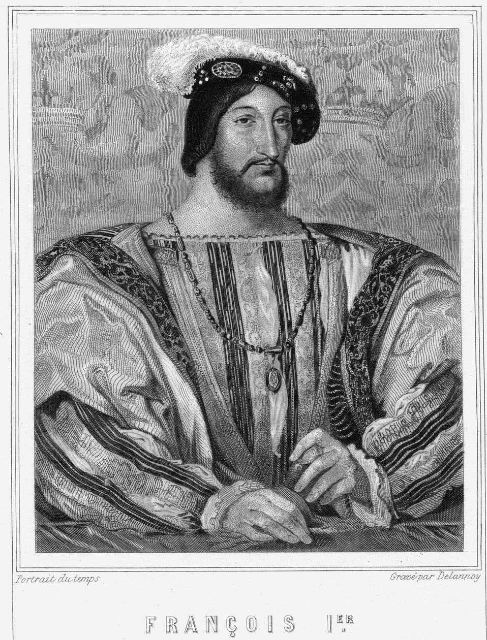 Portret Franciszka I (1494 - 1547), króla Francji - w „Histoire des Français” Lavallée, rycina, sd. autorstwa Unknown artist