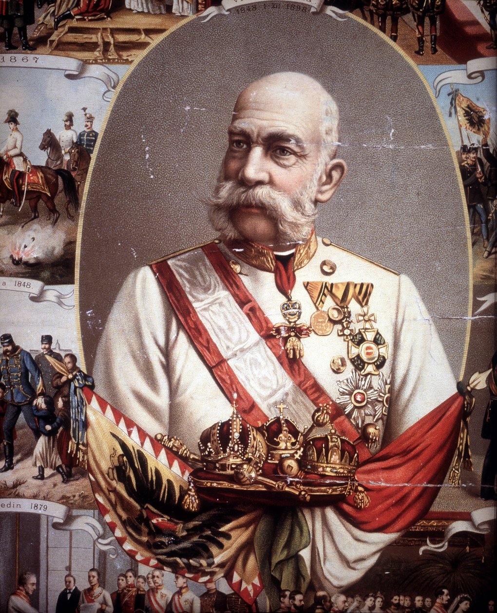 Portret Franciszka Józefa I (1830 -1916). Cesarz Austrii i król Węgier. chromolitografia z końca XIX wieku.. autorstwa Unknown artist