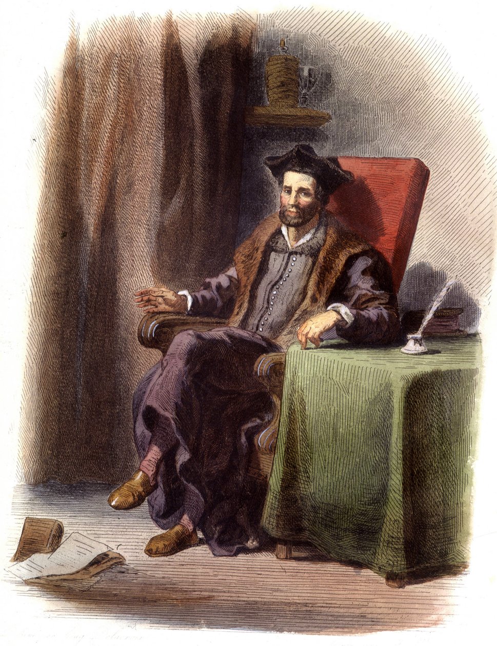 Portret François Rabelais siedzącego (1483-1553) - w „Le Plutarque francais”, red. Mennechet autorstwa Unknown artist