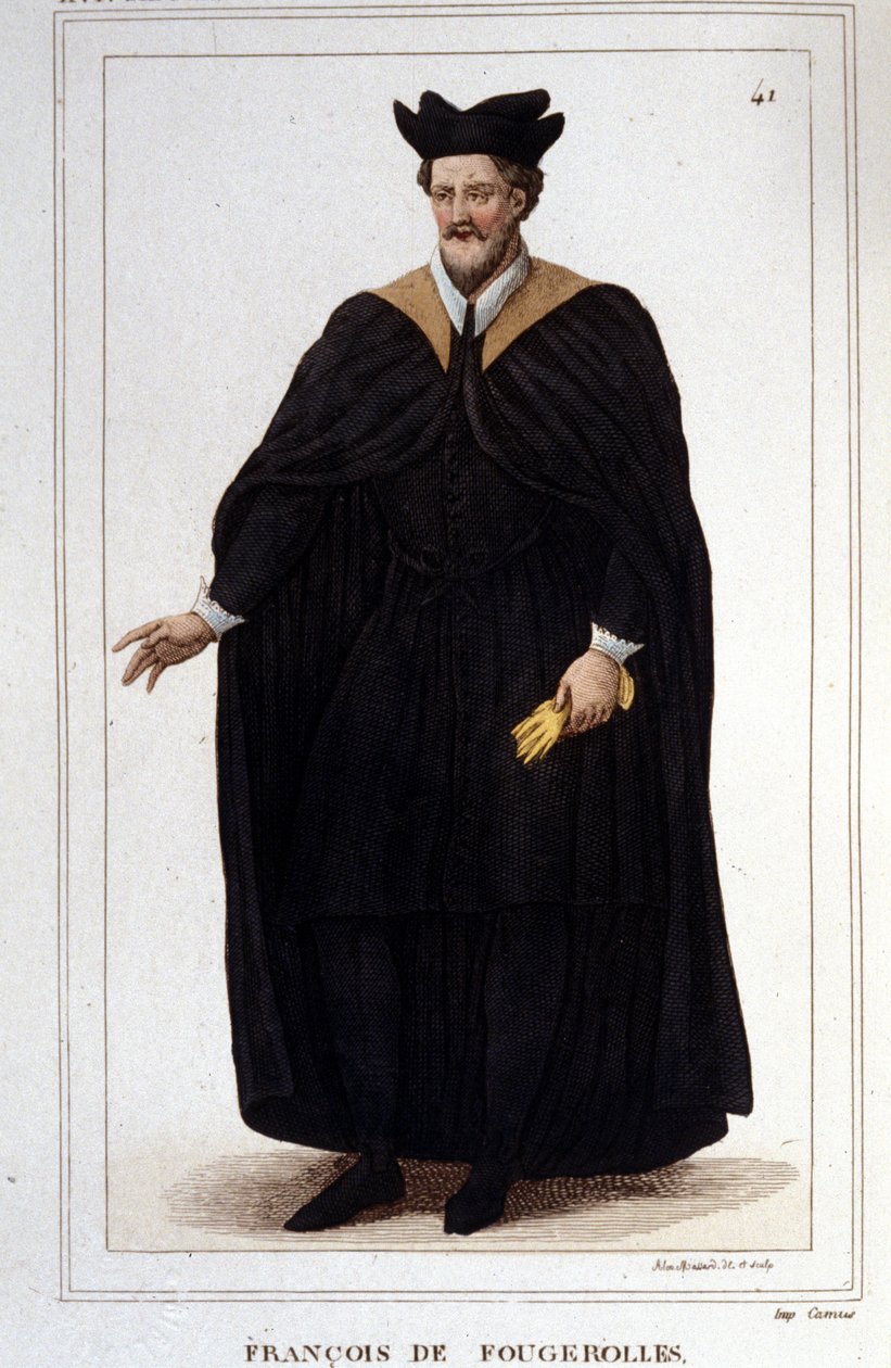 Portret François de Fougerolles, łacinnika, doktora medycyny. Żył w XVI wieku. Grawerowanie z 1830 roku. autorstwa Unknown artist