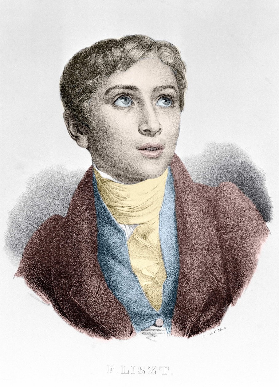 Portret Franciszka Liszta (1811-1886), węgierskiego kompozytora i pianisty. autorstwa Unknown artist